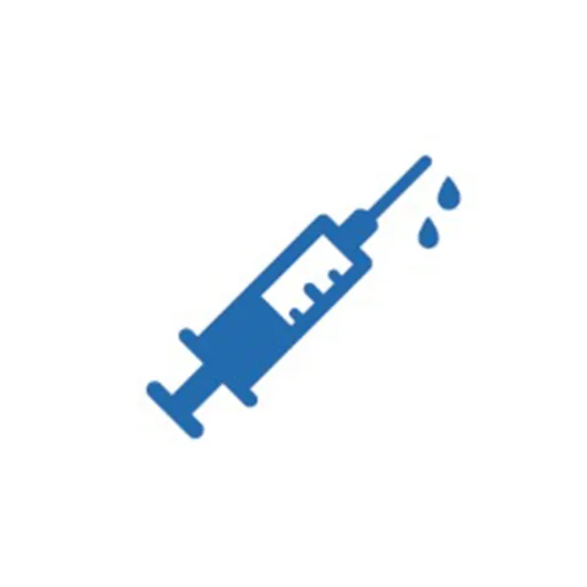 Icon of a syringe, representing hyaluronic acid injections for knee pain and osteoarthritis.